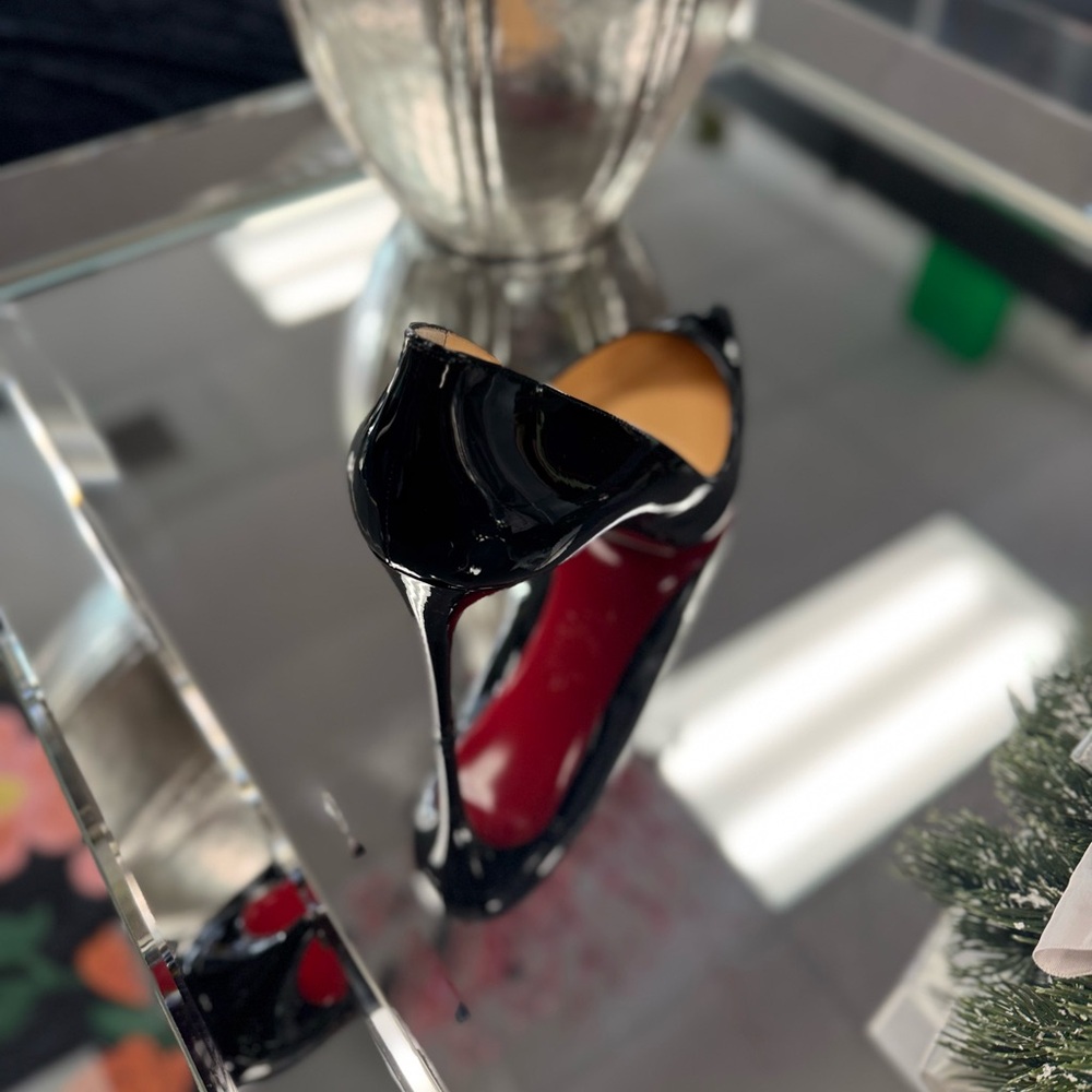 Christian Louboutin Glossy Black and Red Heels - Picture 2 of 4